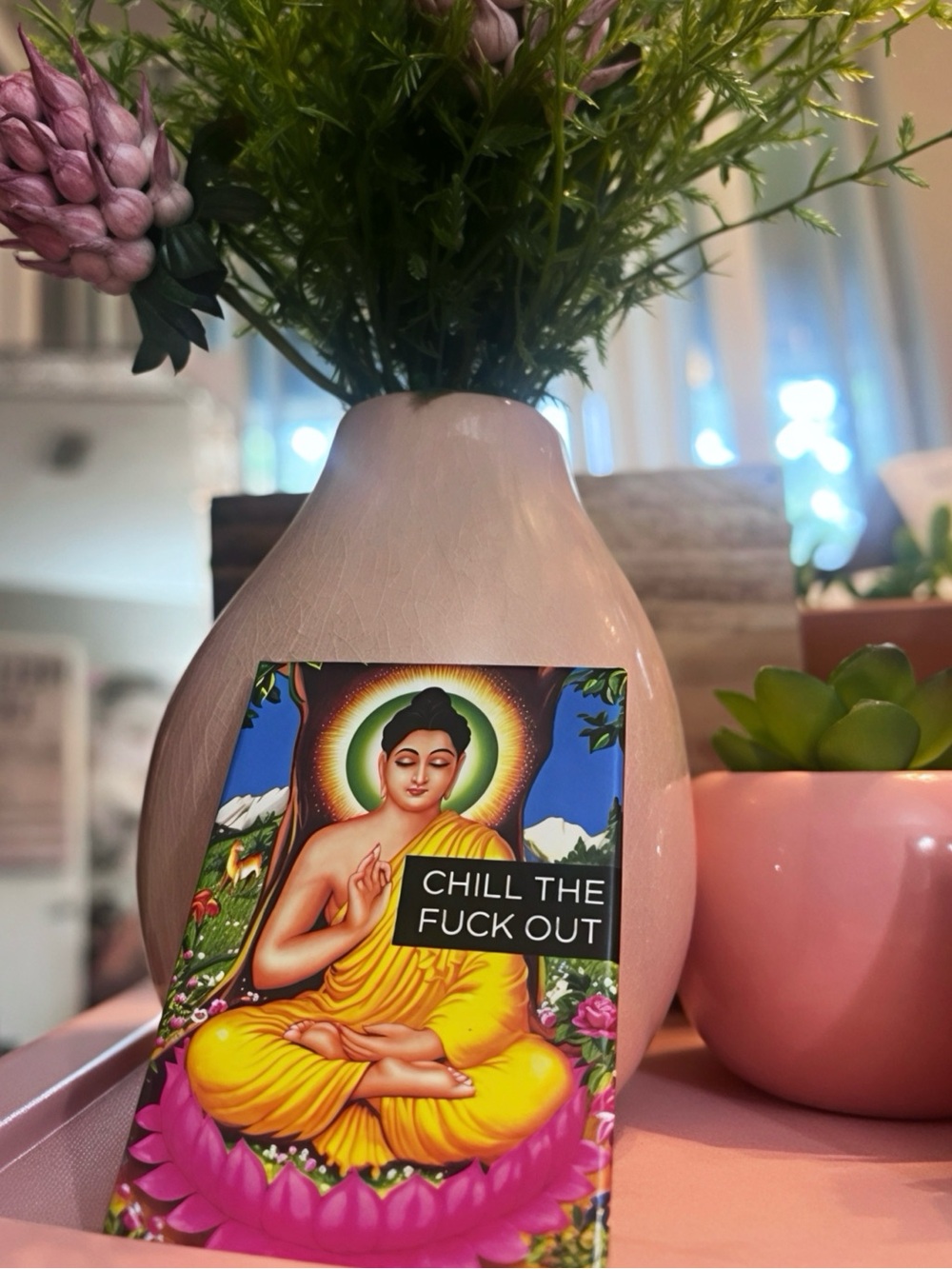Chill The F*ck Out Funny Meditating Buddha Tree Colorful Novelty Magnet 2x3 Gift